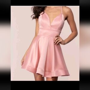 Homecoming HOCO PROMGIRL P.G. PINK SHIMMER FIT& FLARE SHORT DRESS SIZE L (16*)